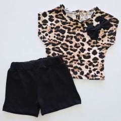 Deco baby leoparlı şortlu takım
