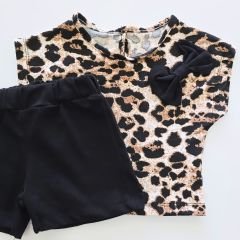 Deco baby leoparlı şortlu takım