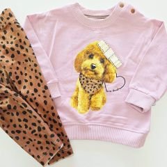 Limones baby leoparlı kadife taytlı takım