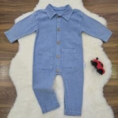 Düğmeli yumuşak dokulu cepli esnek kot tulum