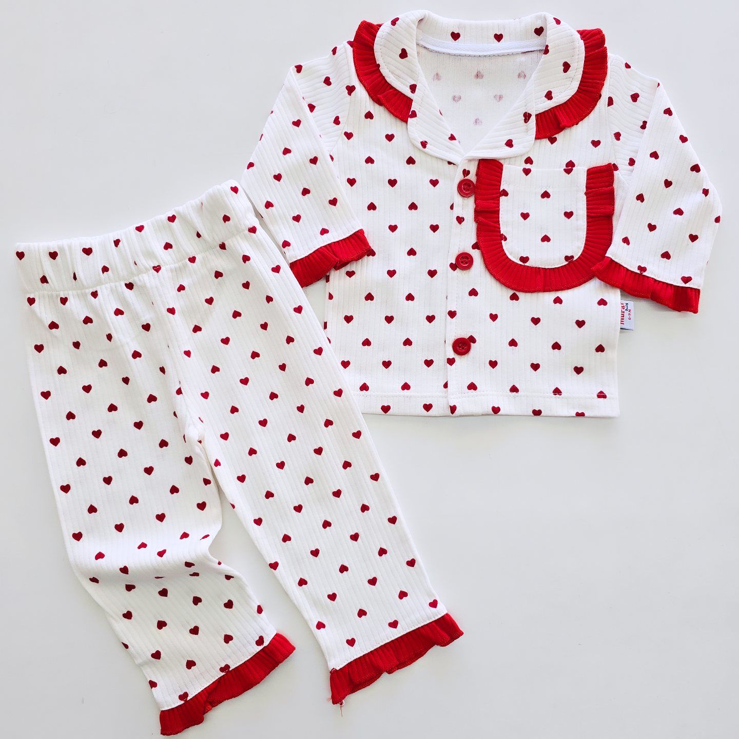 Murat baby kalpli cepli fırfırlı pijama takım