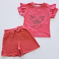 Donino baby fiyonklu şortlu takım