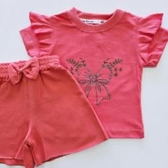 Donino baby fiyonklu şortlu takım