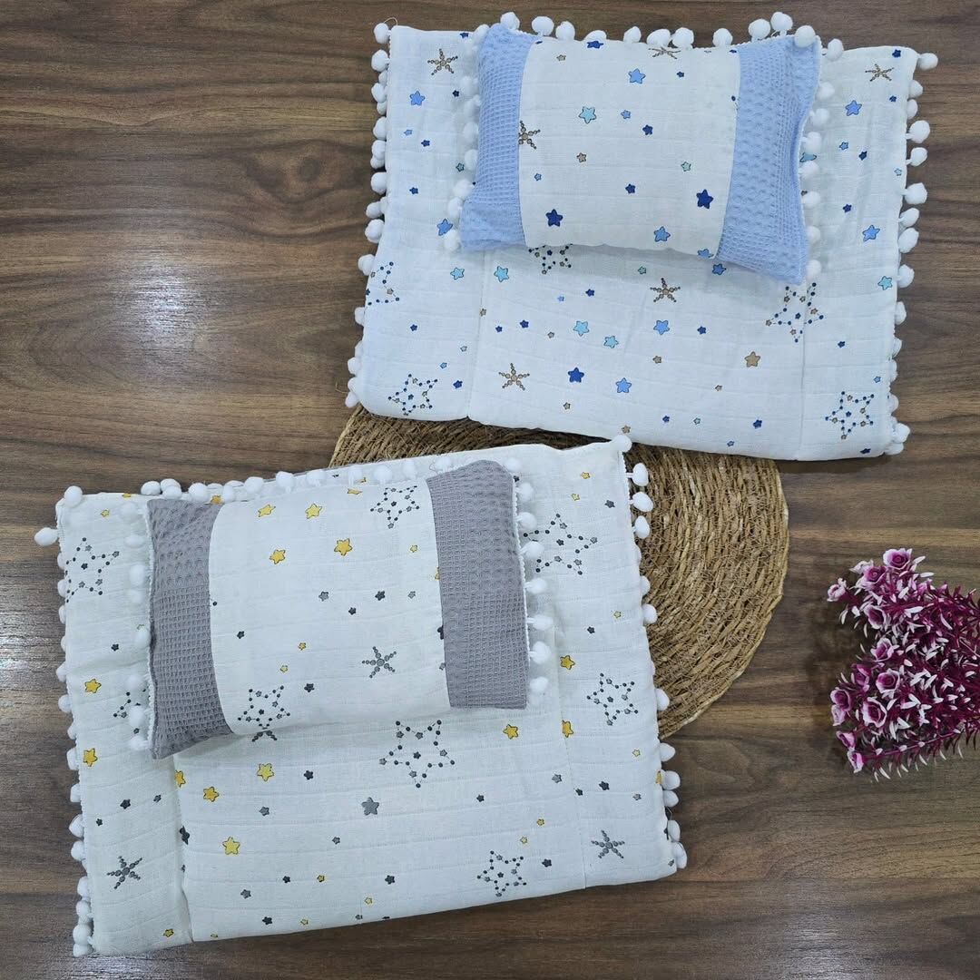 Ponponlu çift taraflı müslin alt açma 40x65