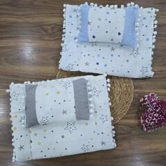 Ponponlu çift taraflı müslin alt açma 40x65