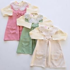 Hazel kids yakası dantelli badili elbise