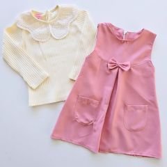 Hazel kids yakası dantelli badili elbise