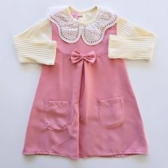 Hazel kids yakası dantelli badili elbise