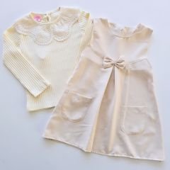 Hazel kids yakası dantelli badili elbise