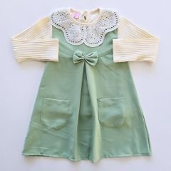 Hazel kids yakası dantelli badili elbise