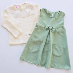 Hazel kids yakası dantelli badili elbise
