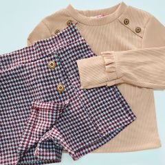 Carino kids düğmeli şort etekli takım