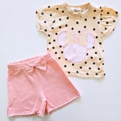 Donino baby puanlı fiyonklu şortlu takım