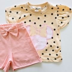 Donino baby puanlı fiyonklu şortlu takım
