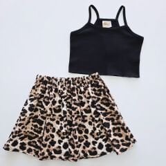 Deco kids leopar etekli croplu takım