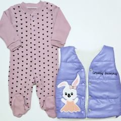 Patpat baby şişme yelekli kalpli tulum