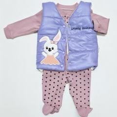 Patpat baby şişme yelekli kalpli tulum
