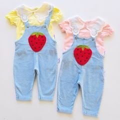 Baby buu dantelli badili esnek yumuşak dokulu süzene çilekli kot slopet