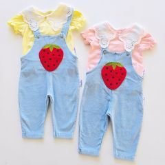 Baby buu dantelli badili esnek yumuşak dokulu süzene çilekli kot slopet