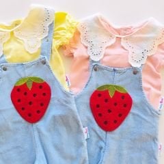 Baby buu dantelli badili esnek yumuşak dokulu süzene çilekli kot slopet