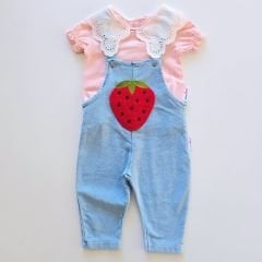 Baby buu dantelli badili esnek yumuşak dokulu süzene çilekli kot slopet