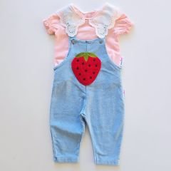 Baby buu dantelli badili esnek yumuşak dokulu süzene çilekli kot slopet
