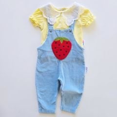 Baby buu dantelli badili esnek yumuşak dokulu süzene çilekli kot slopet