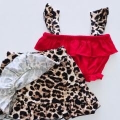 Deco kids leoparlı fırfırlı etekli takım