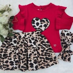 Bandanalı leoparlı etekli takım