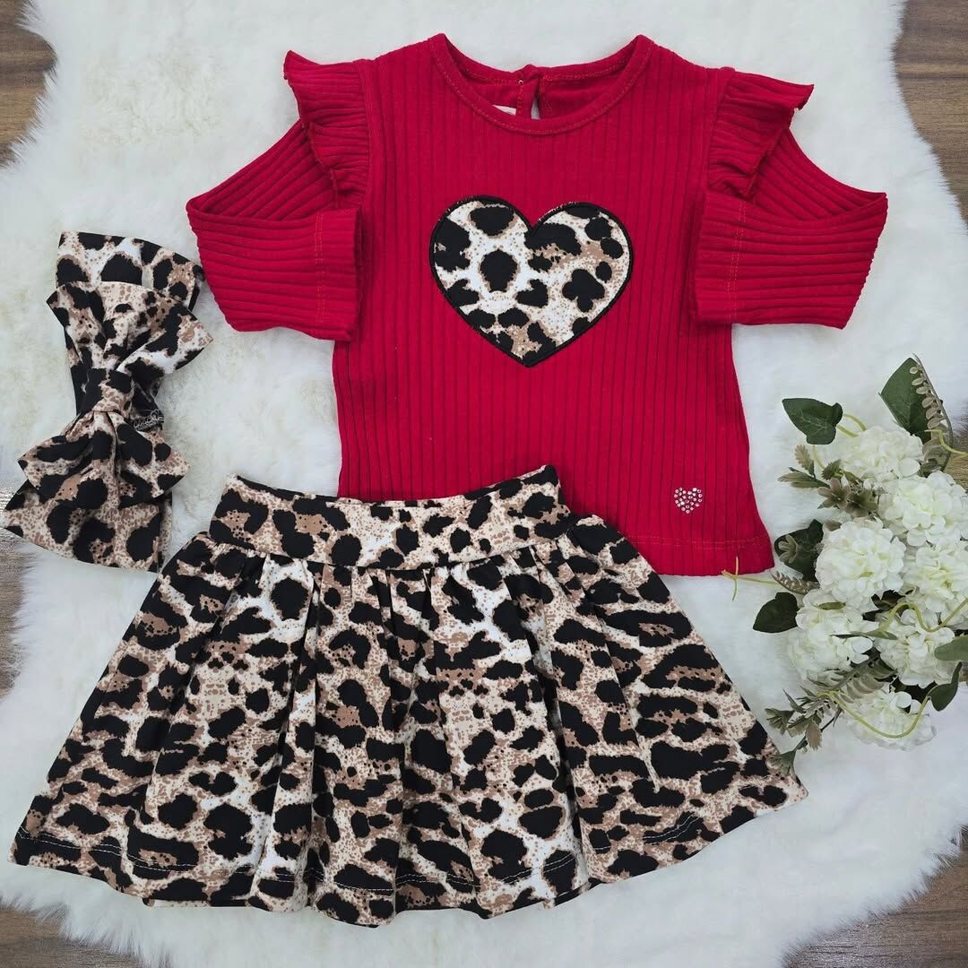 Bandanalı leoparlı etekli takım