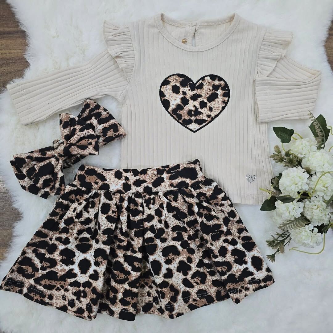 Bandanalı leoparlı etekli takım