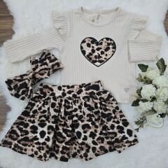 Bandanalı leoparlı etekli takım