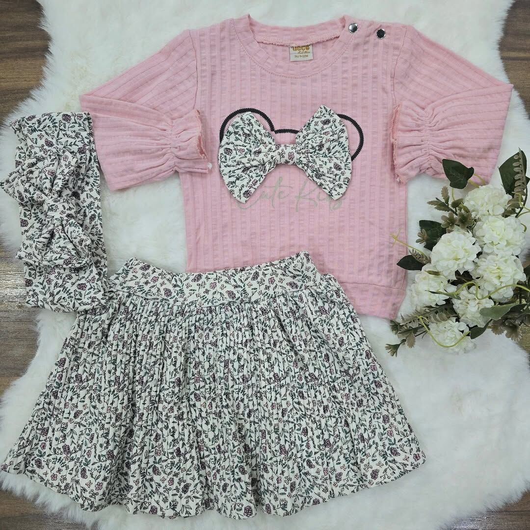 Bandanalı çiçekli etekli takım