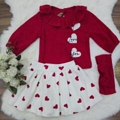 Bandanalı kalpli etekli takım