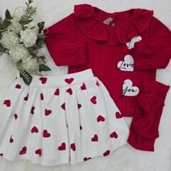 Bandanalı kalpli etekli takım