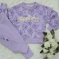 Kolu fırfırlı çiçekli fitilli taytlı takım