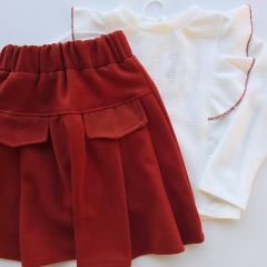 Carino kids kapaklı eteği pileli takım