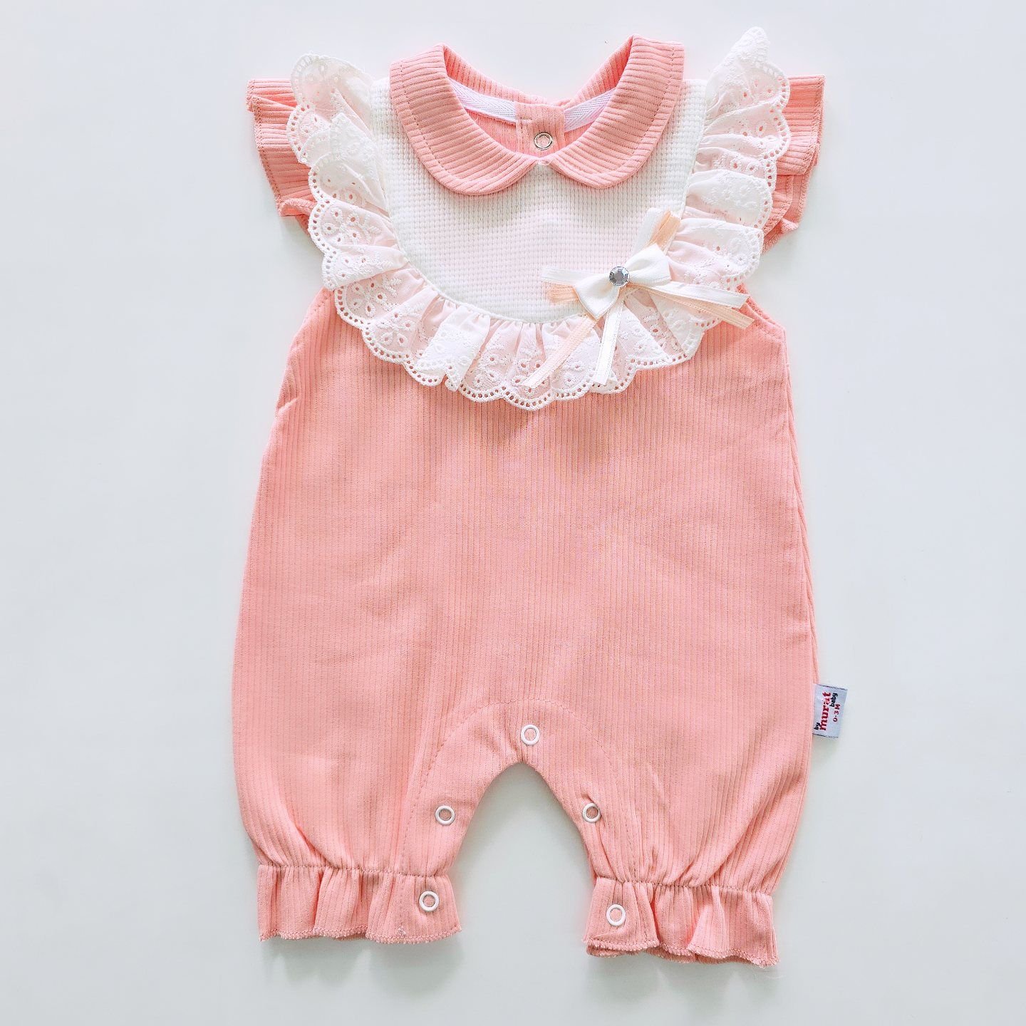 Murat baby dantelli bebe yakalı fitilli tulum