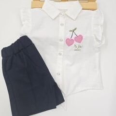 KETEN ŞORTLU KALP NAKIŞLI TAKIM 2-5 YAŞ