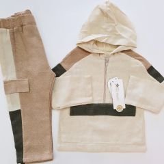Sheriff kids fermuarlı kapşonlu tarz takım krem 2 yaş (92 cm)