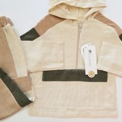 Sheriff kids fermuarlı kapşonlu tarz takım krem 2 yaş (92 cm)