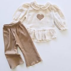 Jolly joy baby kalp nakışlı müslin takım