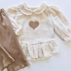 Jolly joy baby kalp nakışlı müslin takım