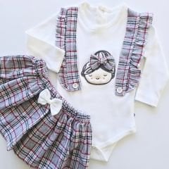 Jolly joy baby etekli kız nakışlı fırfırlı takım