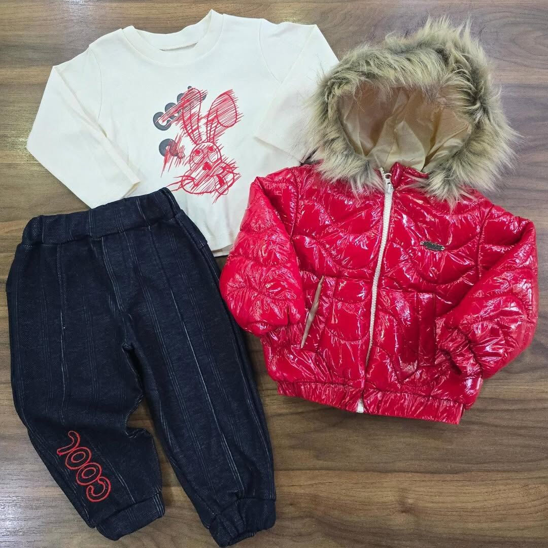 Tüylü kapşonlu montlu cool takım