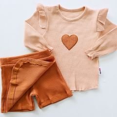 Chocukcha baby kalp nakışlı şort etekli takım