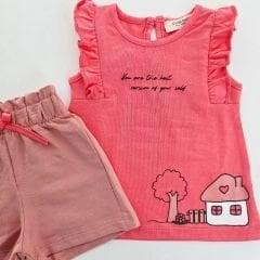 Damla baby evli fırfırlı şortlu takım