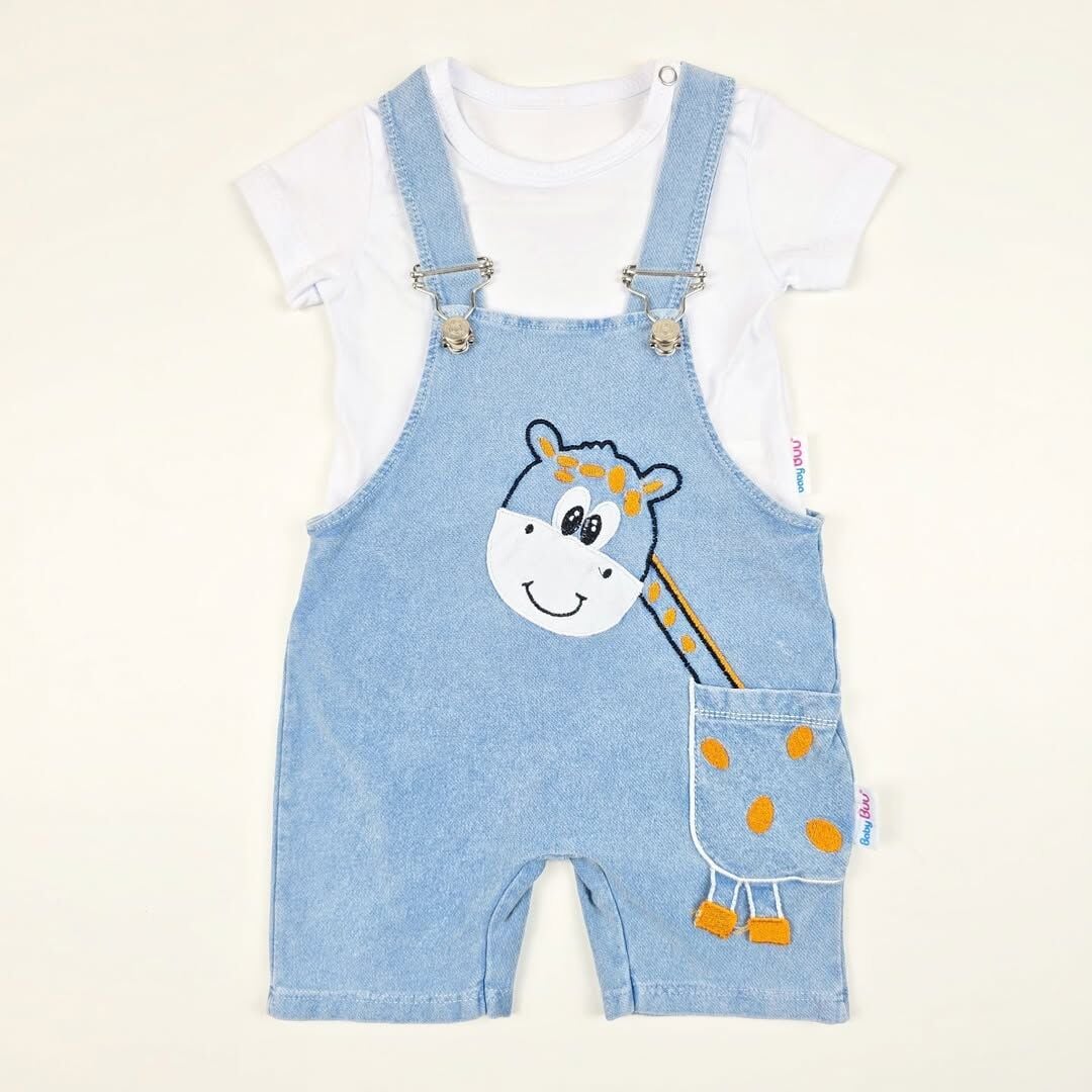 Baby buu  zürafa nakış detaylı esnek kot slopet tulum