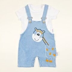 Baby buu  zürafa nakış detaylı esnek kot slopet tulum