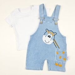 Baby buu  zürafa nakış detaylı esnek kot slopet tulum